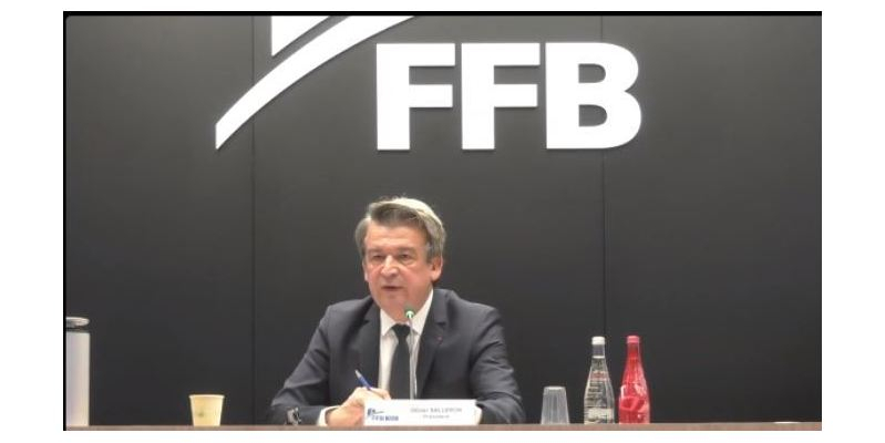 Olivier Salleron, président de la FFB lors de la conférence de presse du 30 mars 2022