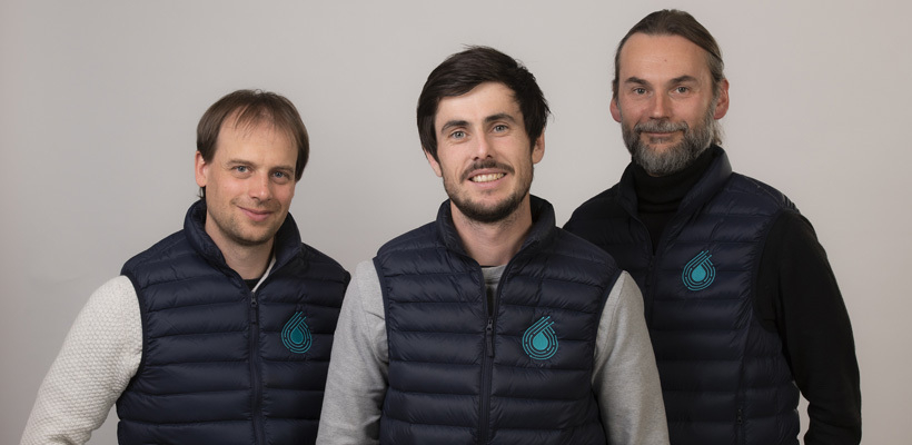 Les cofondateurs de Caeli : (de g. à d.) Rémi Perony, CEO, Dr. Stéphane Lips, VP R&D, et Samuel Bauchet, VP Opérations.